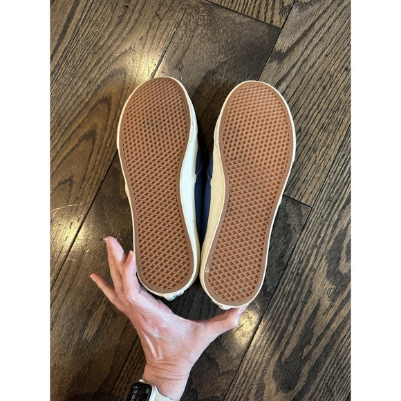 VANS Size 7.5 Women's Blue Canvas Sneakers with Plaid Stripe on Back - Picture 10 of 11